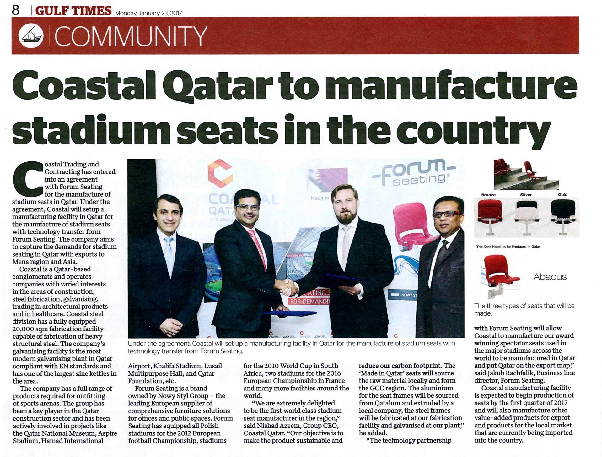 Our stadium chairs will be produced in Qatar